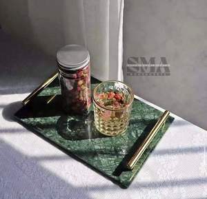 Bandeja de mármol decorativa moderna de gama alta con asas de metal para baño, tocador, mesa de centro, accesorios para el hogar - Product Image 3