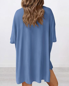 Ensemble de vêtements de détente deux pièces pour femmes personnalisées pyjamas d'été chemises surdimensionnées décontractées short de motard vêtements de nuit pour femmes vêtements de nuit pour femmes - Product Image 1