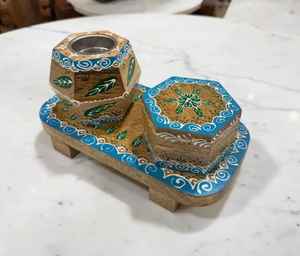 Nouveau brûleur d'encens religieux en bois d'acacia avec incrustation de résine de style arabe, écologique, ensemble Bakhoor, décoration de table pour fête d'anniversaire Z F - Product Image 3