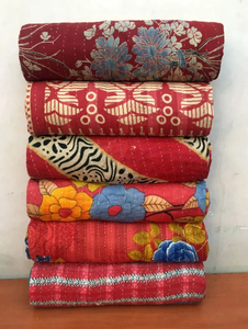Edredón de Kantha bengalí Vintage, hecho a mano, de algodón Reversible, para uso en Hotel, funda de sofá Gudari, colcha India - Product Image 4