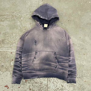 เสื้อฮู้ดซักสองชั้นของผู้ชายผ้าฝ้าย100% ซีดจางลงแดดสไตล์ฝรั่งเศสเทอร์รี่ปรับแต่งได้ - Product Image 3