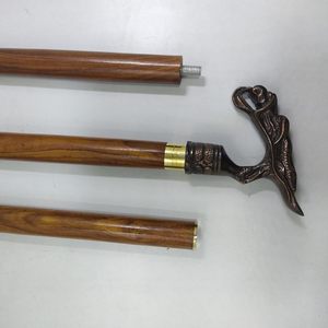 Bastón de madera victoriano hecho a mano con mango, bastón con forma de metal, acabado dorado, regalo clásico Vintage, hombres, mujeres, padre Natural - Product Image 5