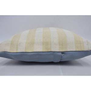 Subtle Striped Ikat Patchwork Wool Pillow 14x14 Inch <b>Beige</b> Vintage Square Pattern Portable Decorative <b>Cushion</b> for Living Bedding - Product Image 5