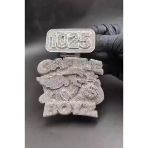 จี้เงินแท้ 925 ดีไซน์การ์ตูนแบบ Iced Out ประดับเพชรโมอิสซาไนต์ VVS ตัวอักษรเริ่มต้นแบบกำหนดเอง สไตล์ฮิปฮอปสุดหรู - Product Image 1
