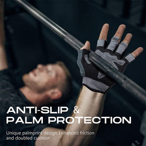 Gants de sport en cuir de haute qualité, demi-doigts, avec support de poignet, fermeture à glissière, pour entraînement sportif unisexe - Fabriqué au Pakistan, personnalisable - Product Image 2