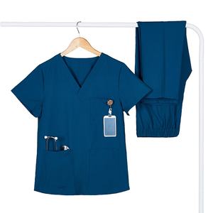 Ensemble de blouses et pantalons unisexes confortables à col en V en tissu tissé avec détection d'aiguilles, tenues d'infirmières et uniformes pour médecins et personnel hospitalier - Product Image 2