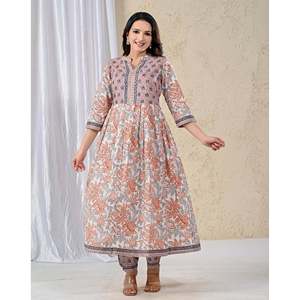 Ensemble élégant de kurta et pantalon en coton blanc imprimé Jaal, tissu en filet floral avec broderies pour les fêtes et les occasions spéciales - Product Image 5