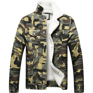 Vêtements d'extérieur décontractés OEM pour hommes, veste en jean coupe-vent ample et épaisse de camouflage et de style Hip Hop avec techniques brodées - Product Image 1