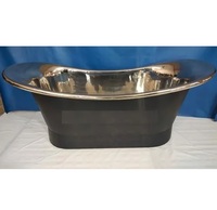 Baignoire en métal galvanisé à bas prix, faite à la main, avec accoudoirs inclus, design moderne, vidange automatique, portable