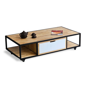 Modern Tea <b>Table</b> Rubber Wood with Iron Frame 120x60x35cm Living Room Furniture Durable TT68276 - Product Image 1