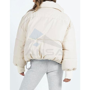 Blouson matelassé oversize pour femme, blouson matelassé oversize court, manteau d'hiver matelassé, vêtement d'extérieur chaud et tendance, beige - Product Image 6