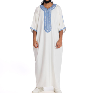 2025 Latest Collection Comfortable Men's <b>Thobe</b> Embroidered Stylish <b>Moroccan</b> Kaftan Abaya Men Hot Selling Saudi Jubbah for Adults - Product Image 1