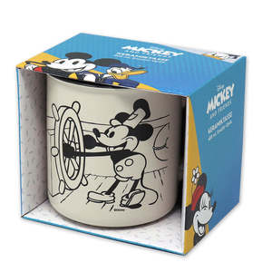 Taza Vintage de Mickey Mouse Steamboat Willie de Disney, Pintada a Mano, de Arcilla, con Tapa, Apta para Microondas, para Regalos - Product Image 2