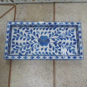 Bandeja para servir con incrustaciones de hueso de la mejor calidad para uso doméstico Bandeja de madera de tamaño personalizado con incrustaciones de vidrio de mármol suministrada por un fabricante indio - Product Image 3