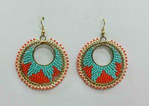 Green Coloured Glass Seed Beaded Earring in Also in Assorted Colors and Patterns Ideal for <b>Fashion</b> <b>Accessory</b> Stores for Resale - Product Image 2