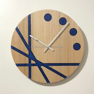 Vente en gros d'horloge murale carrée en bois de qualité originale design antique multicolore Inde RF artisanat grande taille suspension décorative pour la maison - Product Image 6
