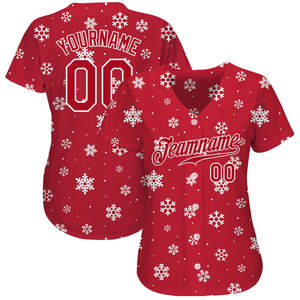 El mejor proveedor de la fabricación Jersey de béisbol auténtico rojo oro-blanco DE LA Navidad 3D para unisex - Product Image 2