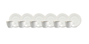 Durable Porcelain Set 6-pcs Round Espresso Coffee Cups w/ Saucers 10 cl (3.38 fl oz) Elegant Luxury Refined Design Gold Excelsa - Product Image 4