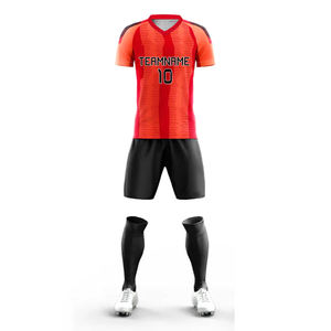 Ensemble d'uniformes de football unisexes personnalisés OEM ODM, maillots sublimés à découpe automatisée, manches courtes, séchage rapide, respirant, léger - Product Image 2