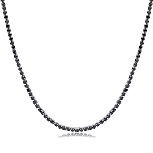Black Zircon Stone Design <b>Tennis</b> <b>Necklace</b> Handmade Wholesale Turkish 925 <b>Sterling</b> <b>Silver</b> Jewelry - Product Image 5