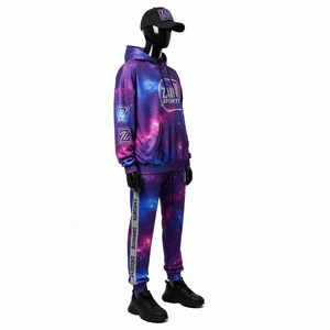 ชุดวอร์มผู้ชาย คุณภาพสูง ผ้าฟลีซโพลีเอสเตอร์เนื้อนุ่ม 300 GSM สีกาแล็กซี่ พิมพ์ลายแบบซับลิเมชั่น รับสกรีนโลโก้ ไซส์ใหญ่พิเศษ - Product Image 4