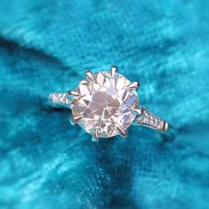<b>Old</b> European Cut 2.20 Ctw Moissanite Engagement Wedding Ring Original Sterling Silver Diamond Fine <b>Jewelry</b> for Parties - Product Image 4