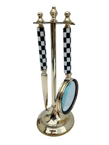 Loupe à main en laiton massif de style antique noir et blanc - Product Image 3