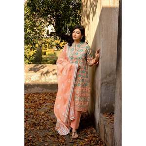 Ensemble de costume 3 pièces en velours côtelé imprimé pour femmes, couleur pêche - Product Image 6