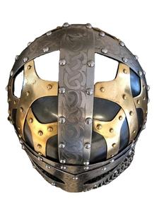 Casco vikingo de malla hecho a mano, casco Medieval de acero, Armadura de Halloween, cascos góticos para acampar, regalo al mejor precio - Product Image 4