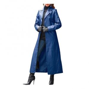 2025 Women Autumn Winter Solid Color Faux Leather Long Slim Wind Coat Windbreaker Women's Clothing - Product Image 4