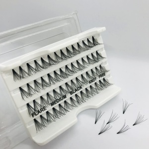 Grappe de cheveux synthétiques cils plateaux paillettes chatoyantes CC/DD Flare cils noeud gratuit T & T Vietnam vente en gros Extensions de cils - Product Image 3