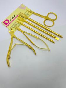 Ciseaux à ongles et pince à cuticules en acier inoxydable avec logo personnalisé, plaqué or mat, ensemble d'outils d'art des ongles - Product Image 2