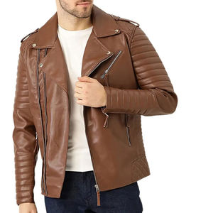 แจ็คเก็ตหนังผู้ชายคุณภาพพรีเมียม สไตล์ไบค์เกอร์ คอตั้ง แฟชั่นสุดฮิต ขายดี น้ำหนักเบา อุ่นสบาย สำหรับฤดูหนาว - Product Image 1