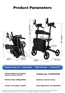 Andador con Ruedas de Aluminio y Carbono para <span class=keywords><strong>Personas</strong></span> <span class=keywords><strong>Mayores</strong></span>, Adultos <span class=keywords><strong>Mayores</strong></span>, Uso en Interiores, Todoterreno, Movilidad, Rehabilitación, Suministros de Terapia - Product Image 6