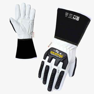Guantes de seguridad de piel de cabra originales de Skatiq de primera calidad, forrados con 5 puños antivibración y resistencia al impacto - Product Image 1