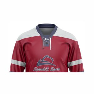 Maillots de hockey sur glace personnalisés réversibles imprimés par sublimation, tissu respirant et anti-humidité, logos d'équipe brodés, respectueux de l'environnement - Product Image 3