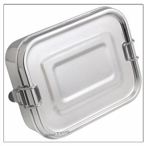 750 ml Rectangular Stainless Steel <b>Lunch</b> <b>Box</b> with Locking Clips Thermal Seal and Metal Leak Proof Tiffin for Food Storage - Product Image 1