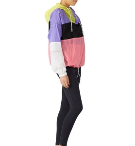 แจ็กเก็ตกันลมบล็อคสีแบบสวมหัวแจ็กเก็ตผู้หญิงขนาดพลัสไซส์ลำลองสำหรับยิมฟิตเนสไนล่อนแจ็คเก็ตน้ำหนักเบา - Product Image 3