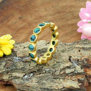 Bracelet d'éternité en pierres précieuses lâches turquoise en argent plaqué or belle couleur pour hommes et femmes - Product Image 2