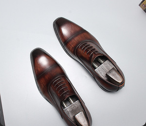 Chaussures habillées classiques en cuir, Oxfords formels pour affaires, semelle antidérapante pour le bureau, mariage, fête, chaussures en cuir pour hommes - Product Image 4