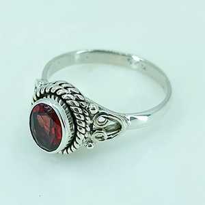 Romantic Boho Red <b>Garnet</b> Oval Handmade <b>Ring</b> 925 Sterling <b>Silver</b> Perfect Anniversary Birthday Gift for Her January Birthstone - Product Image 3