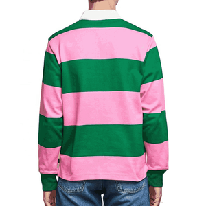 Polo de rugby classique à manches longues en tricot avec logo brodé personnalisé Polos de rugby en coton épissé de haute qualité - Product Image 5