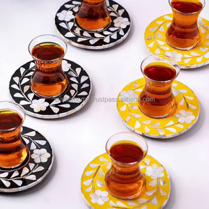 มือประดิษฐ์แม่มุกฝังจานรองแก้วแฮนด์เมดแม่มุกชาจานรองแก้วสําหรับบนโต๊ะอาหารกาแฟถาดจานรองแก้วขายส่ง - Product Image 1