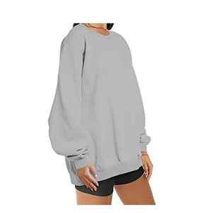 Women's Winter Velour 100% Cotton <b>Long</b> Sleeve Hooded <b>Sweatshirt</b> Oversized Custom Blank Designer Front Drop Shoulder Pullover - Product Image 5