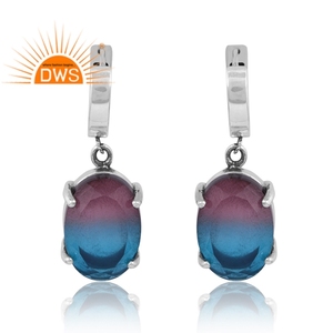 Meilleure vente 925 argent Sterling naturel Bio Alexandrite Doublet Quartz pierres précieuses goutte boucle d'oreille bijoux personnalisés pour les femmes - Product Image 1