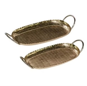 Rectangular Gold-Plated Aluminum Serving <b>Tray</b> Customizable Design Logo High Quality VISHAL HANDICRAFT Brand MOQ 100pcs Home - Product Image 1