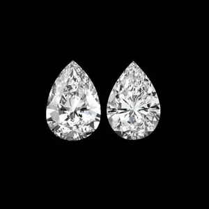 风筝切割钻石实验室生长松散对钻石订婚戒指14k白金戒指仿古切割CVD三石戒指