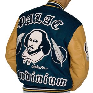 Chaqueta Universitaria de Invierno para Hombre con Cuello Alto, Mangas Completas, Diseño de Parches a la Moda, Chaquetas Deportivas Estadounidenses para Hombre - Product Image 4