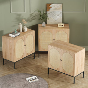Juego de aparador ancho de bambú moderno, muebles de comedor y sala de estar con almacenamiento para el hogar o el uso de la barra del hogar - Product Image 6