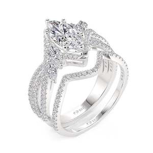 Jeulia Marquise Cut <b>Bridal</b> <b>Jewelry</b> <b>Set</b> Twist Design 2PCS Sterling Silver Wedding Ring - Product Image 2